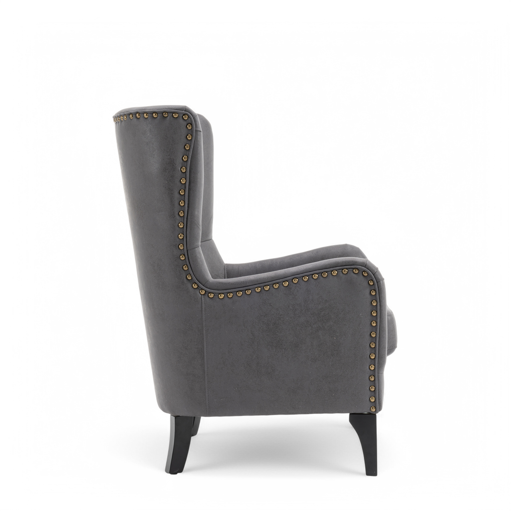 Faux Leather Suede Grey Segovia Accent Chair Side