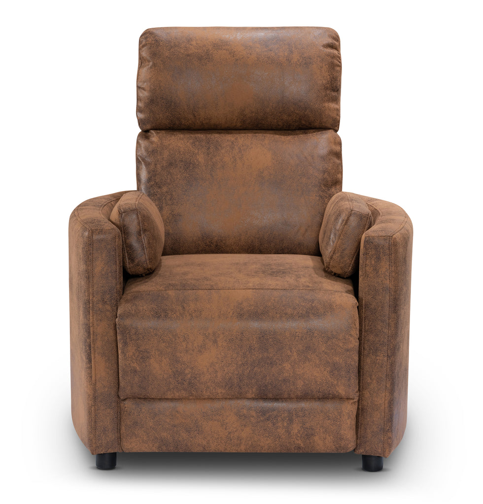Faux Leather Suede Brown Margot Manual Recliner Chair Front