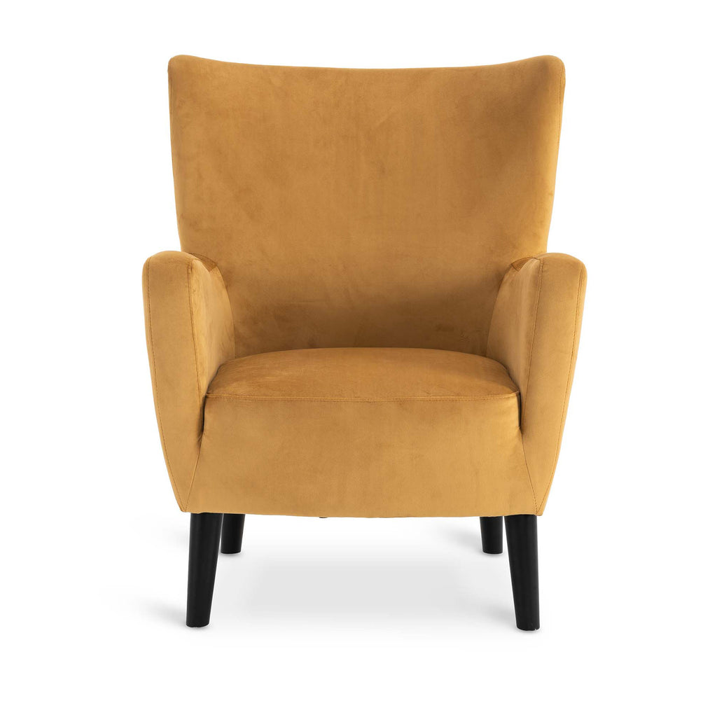 Velvet Gold Ginerva Accent Wingback Chair with Footstool