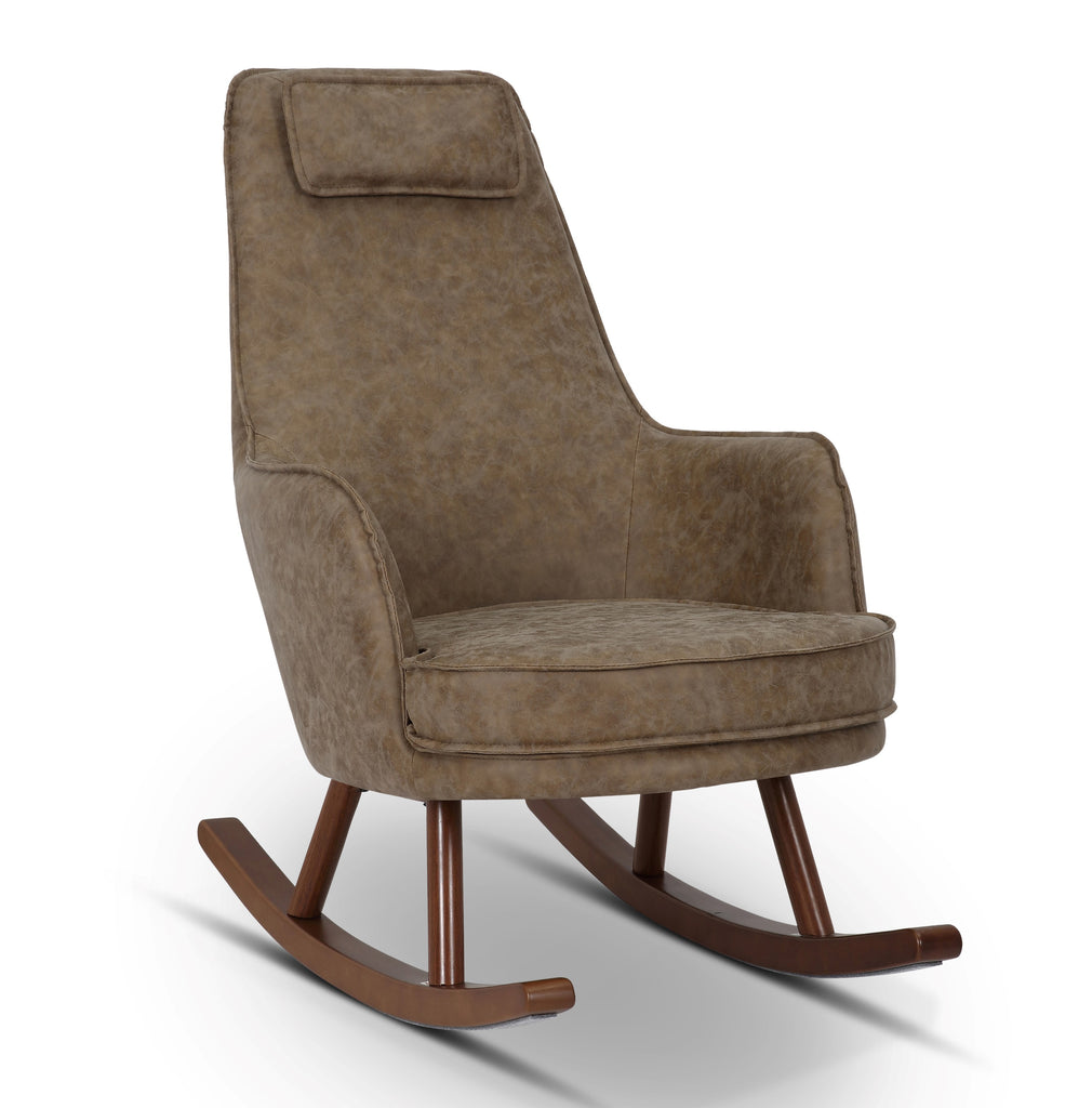 Faux Leather Light Brown Galilea Rocking Chair