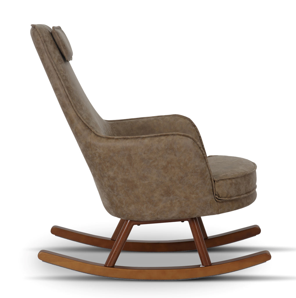 Faux Leather Light Brown Galilea Rocking Chair