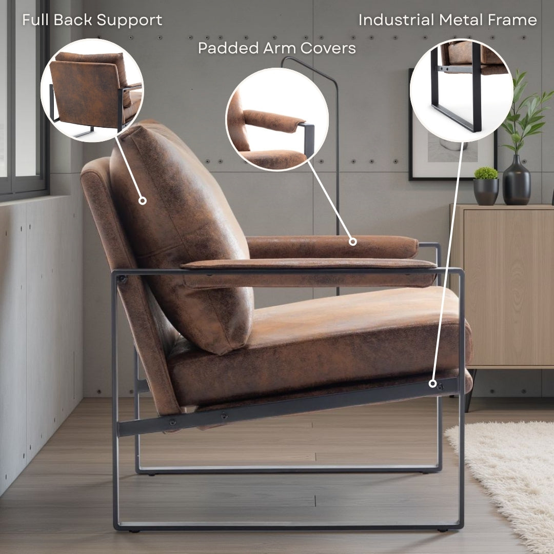 Faux Leather Suede Brown Graziana Accent Chair – Stunning Chairs