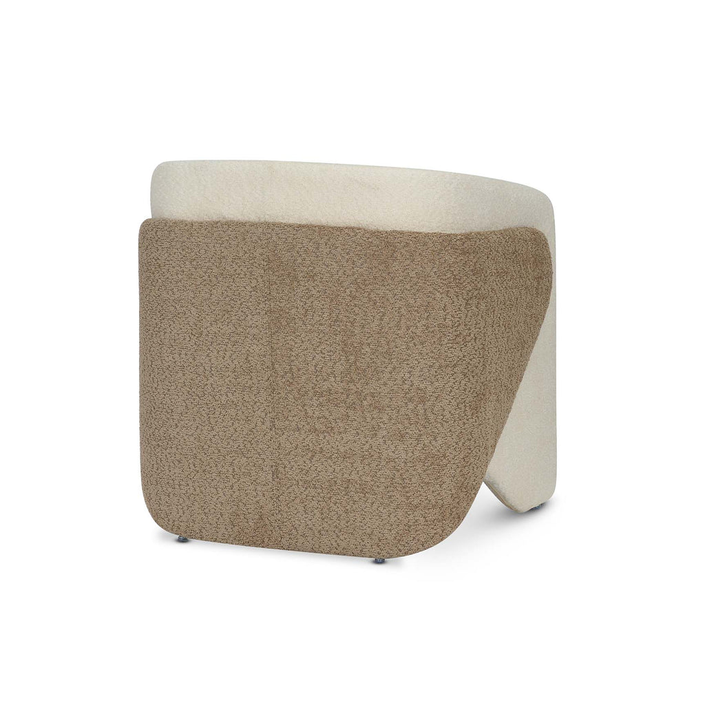 Teddy Boucle Fabric White & Beige Jolanda Accent Chair