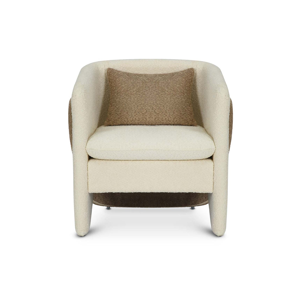 Teddy Boucle Fabric White & Beige Jolanda Accent Chair