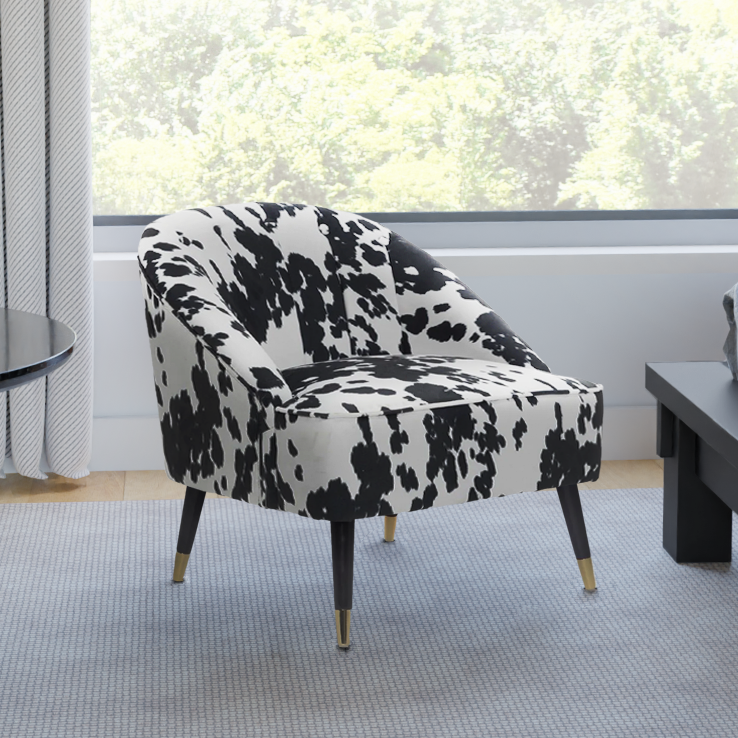 Fabric Cow Print Kensington Slipper Accent Chair Stunning Chairs