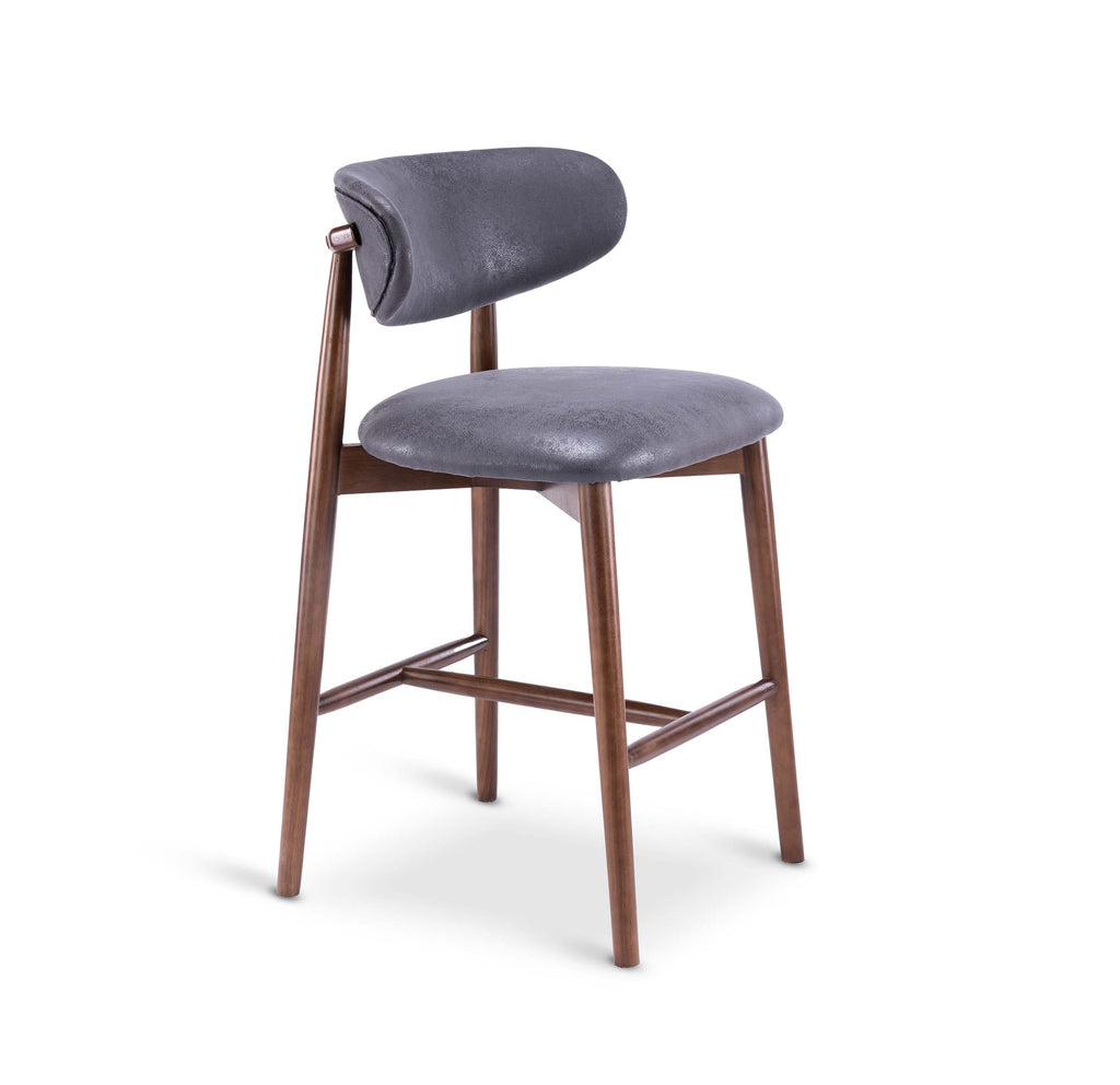 Faux Leather Suede Grey Claudia Bar Stool