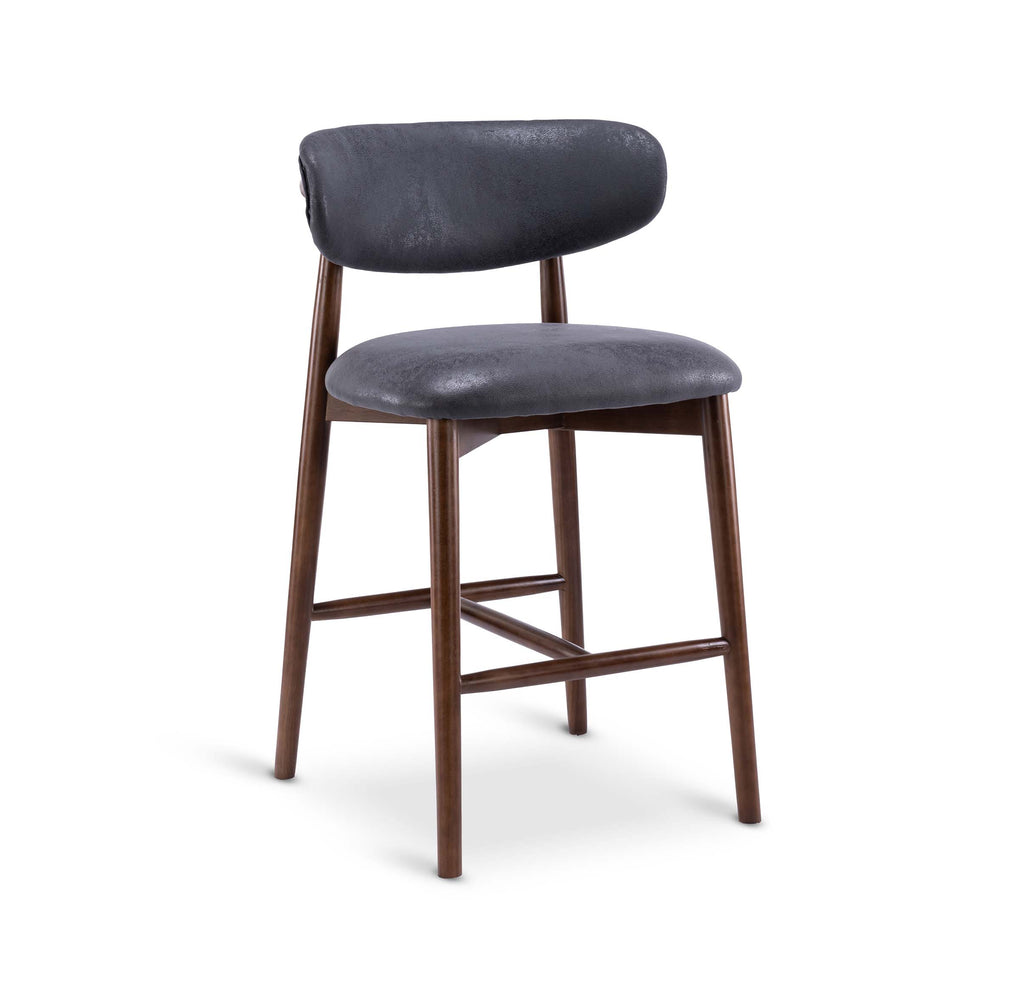 Faux Leather Suede Grey Claudia Bar Stool