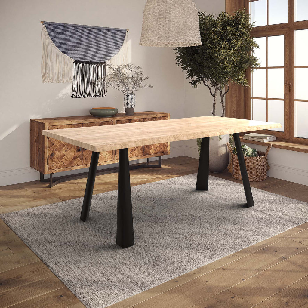 Real Wood Veneer Logan 1.8M Dining Table with Metal Legs