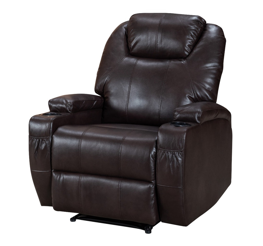 Leather Air Brown Barlotta Recliner Chair - side photo