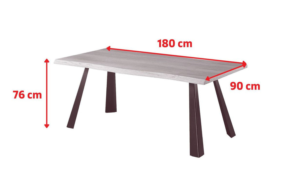 Real Wood Veneer Logan 1.8M Dining Table with Metal Legs