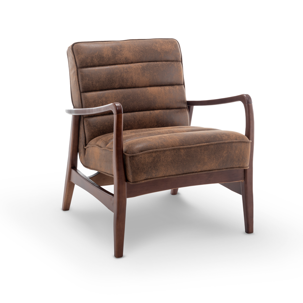 Faux Leather Suede Brown Luna Accent Chair