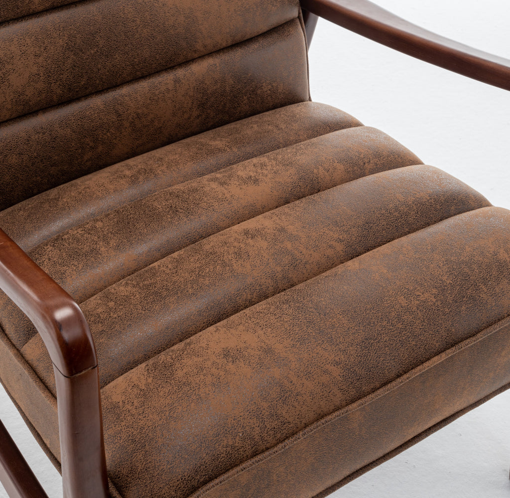 Faux Leather Suede Brown Luna Accent Chair