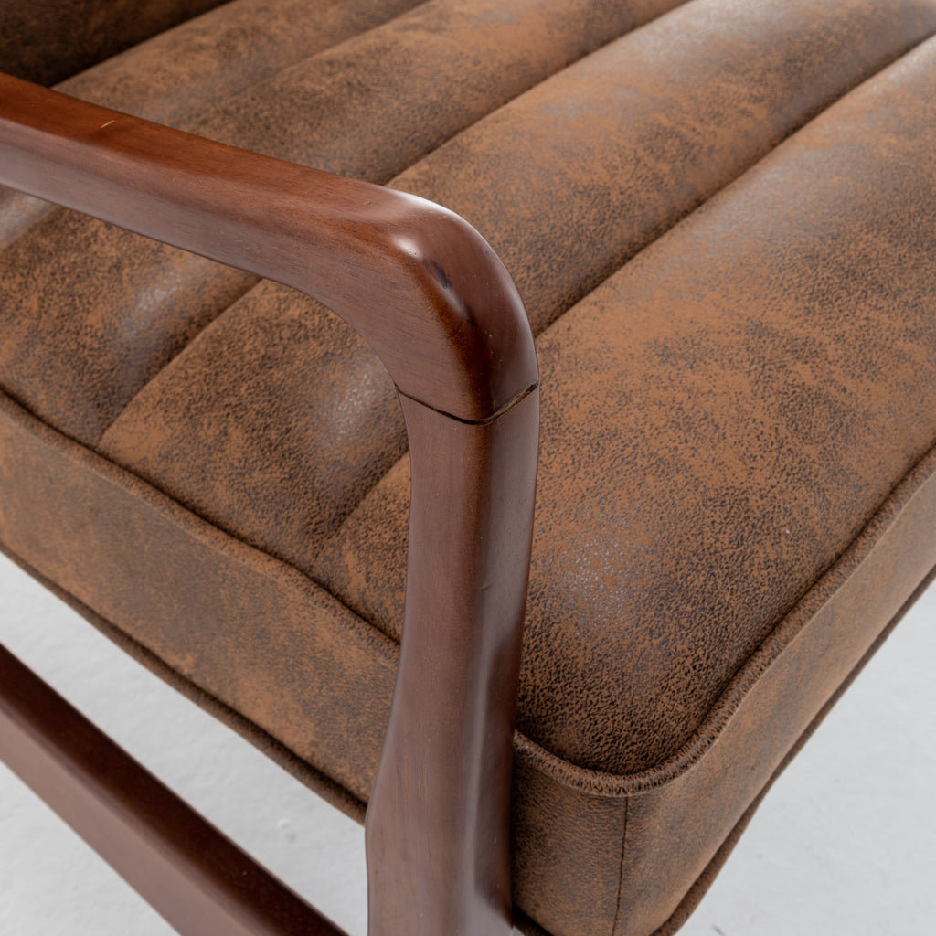 Faux Leather Suede Brown Luna Accent Chair