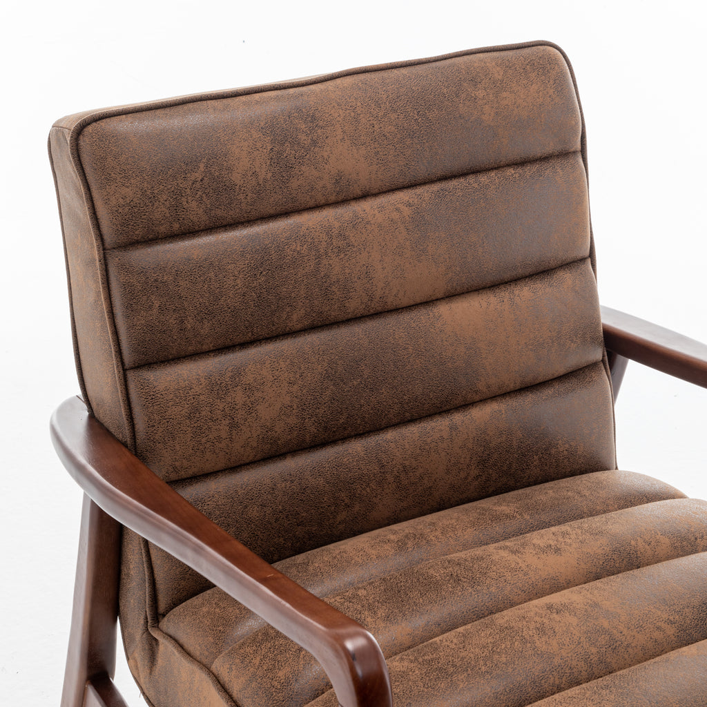 Faux Leather Suede Brown Luna Accent Chair