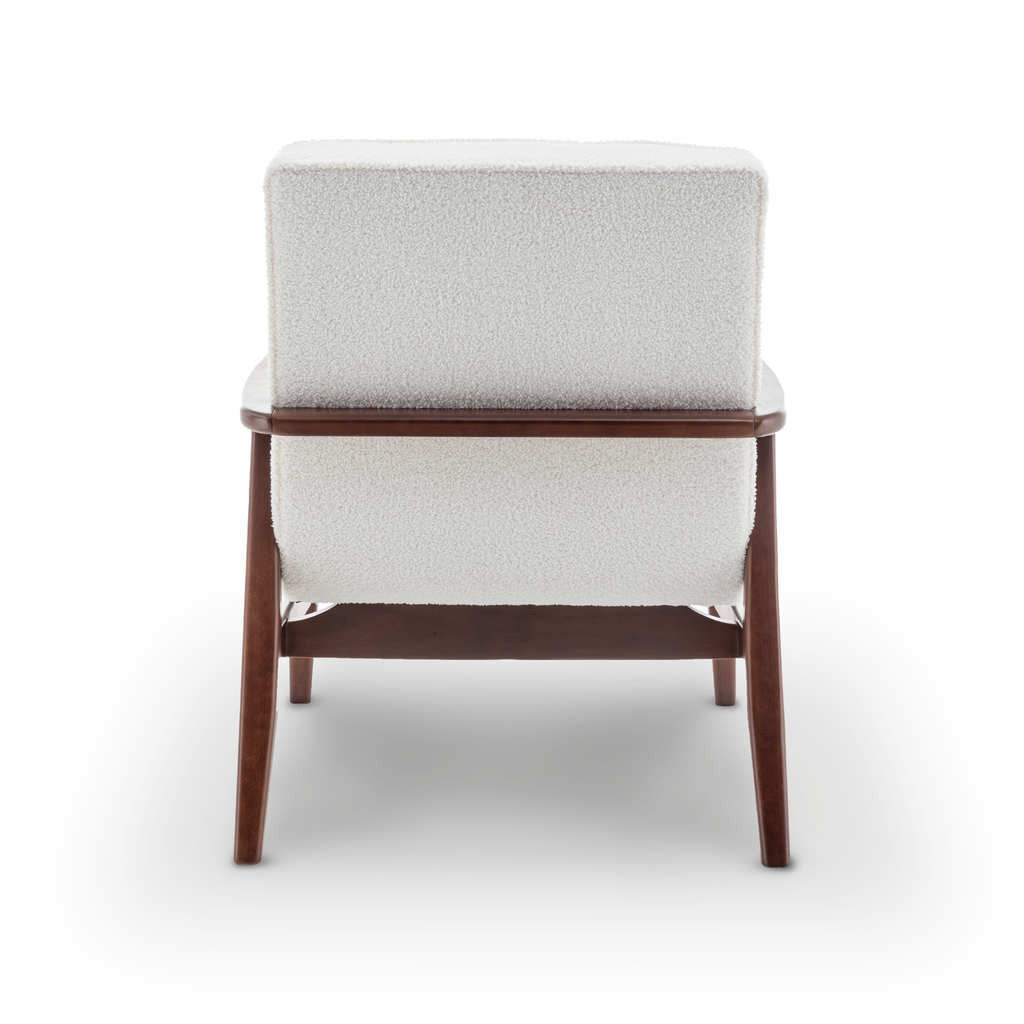 Teddy Boucle Fabric White Luna Accent Chair