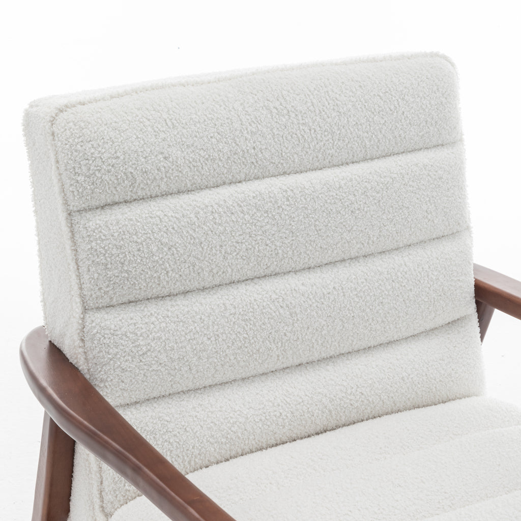 Teddy Boucle Fabric White Luna Accent Chair