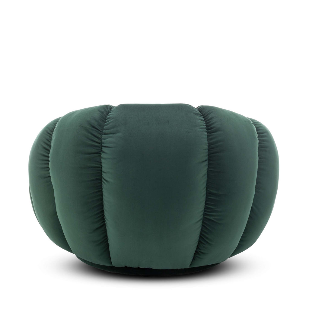 Velvet Bottle Green Mirielle Swivel Accent Chair with Footstool