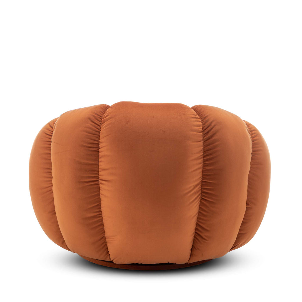 Velvet Orange Mirielle Swivel Accent Chair with Footstool