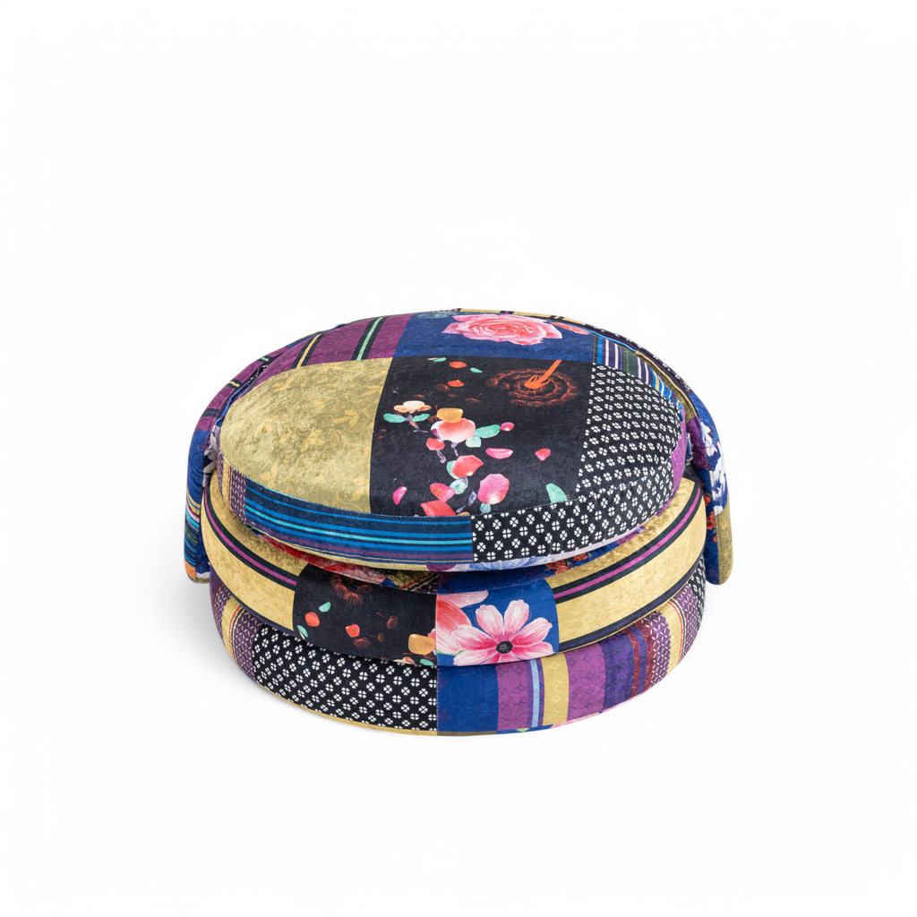 Multicoloured Patchwork Teri Accent Swivel Chair Backrest Down