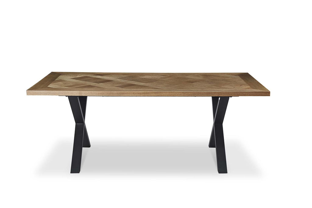 Real Wood Veneer Rockport 2M Dining Table with Metal Legs