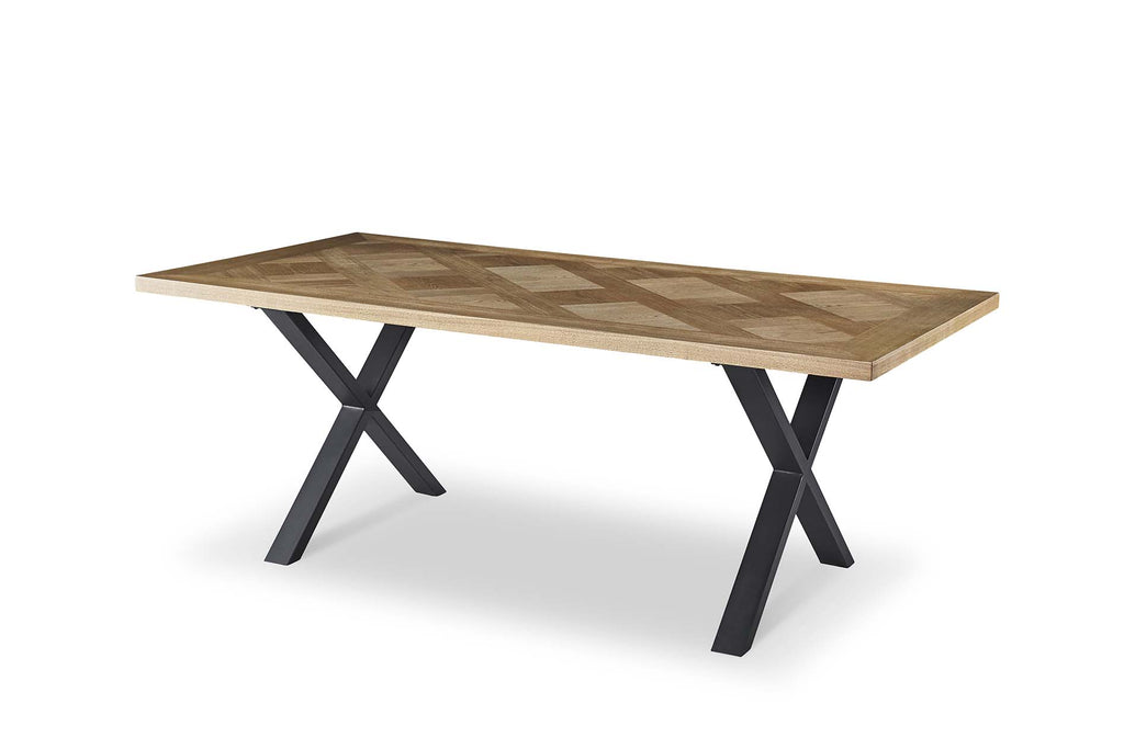 Real Wood Veneer Rockport 2M Dining Table with Metal Legs