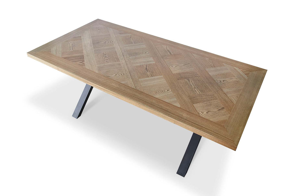 Real Wood Veneer Rockport 2M Dining Table with Metal Legs