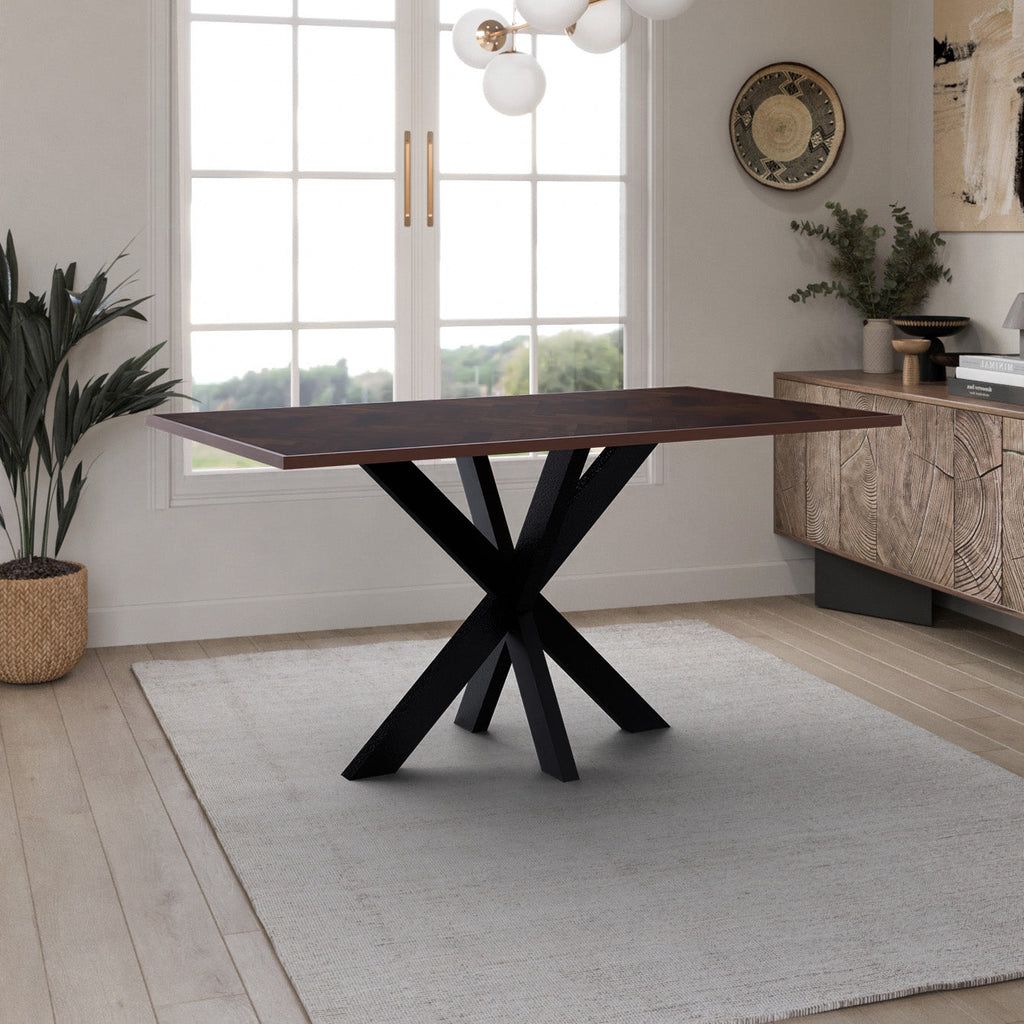 Solid Mango Wood Hudson 1.6M Dining Table with Metal Legs