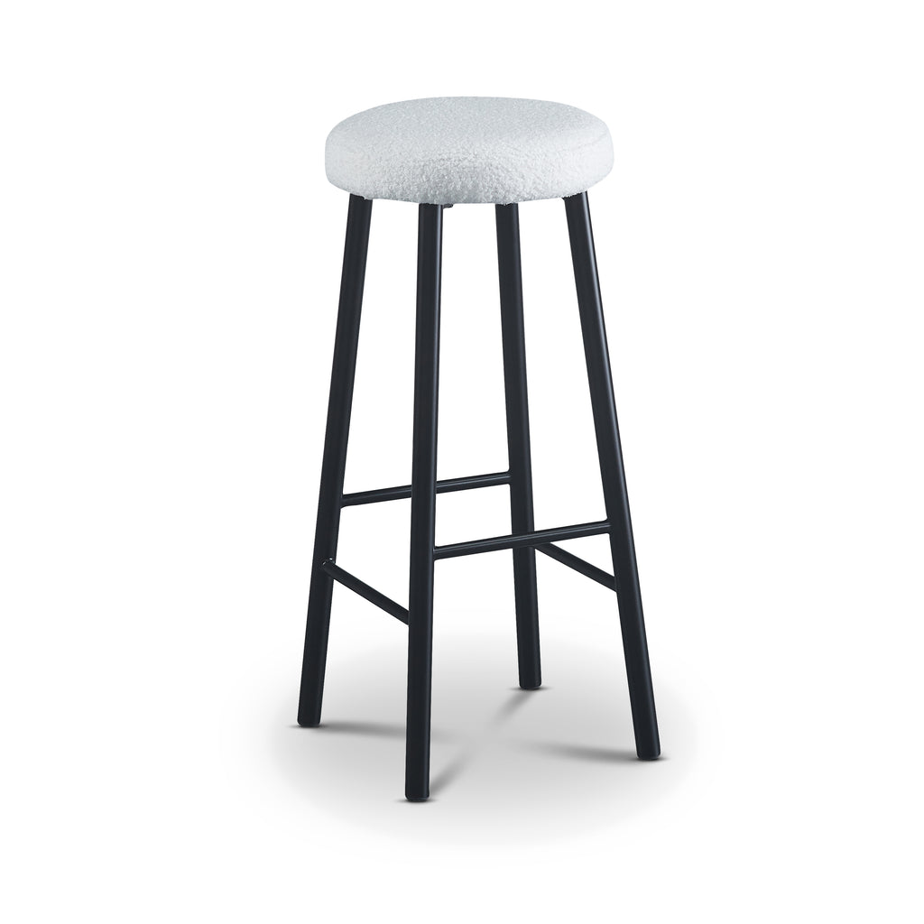 Teddy Boucle Fabric White Rocco Bar Stool