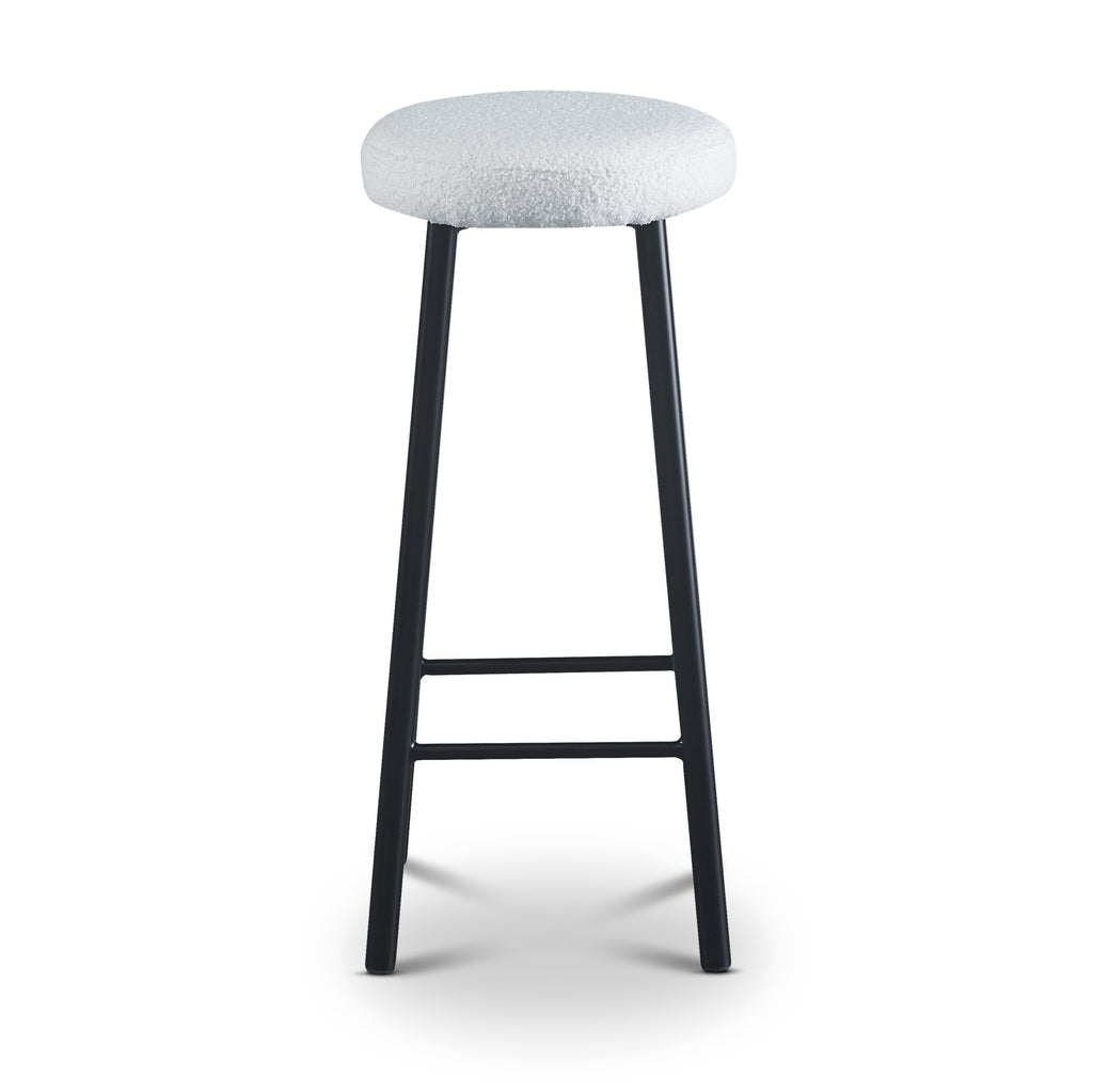 Teddy Boucle Fabric White Rocco Bar Stool