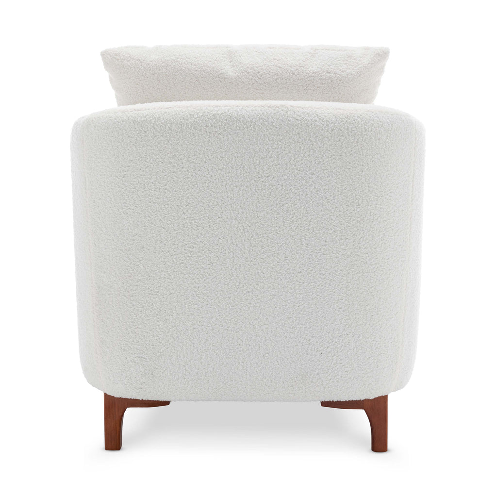 Teddy Boucle Fabric White Angela Accent Tub Chair with Ottoman