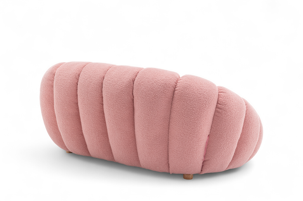 Teddy Boucle Fabric Pink Mirielle 2 Seat Accent Chair Back Angle