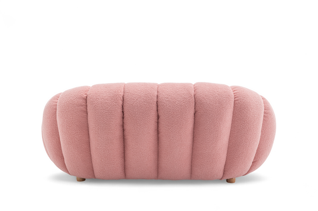 Teddy Boucle Fabric Pink Mirielle 2 Seat Accent Chair Back