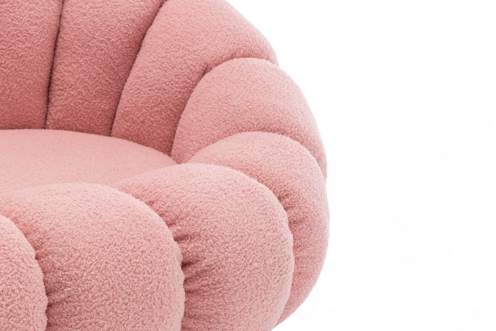 Teddy Boucle Fabric Pink Mirielle 2 Seat Accent Chair Closeup