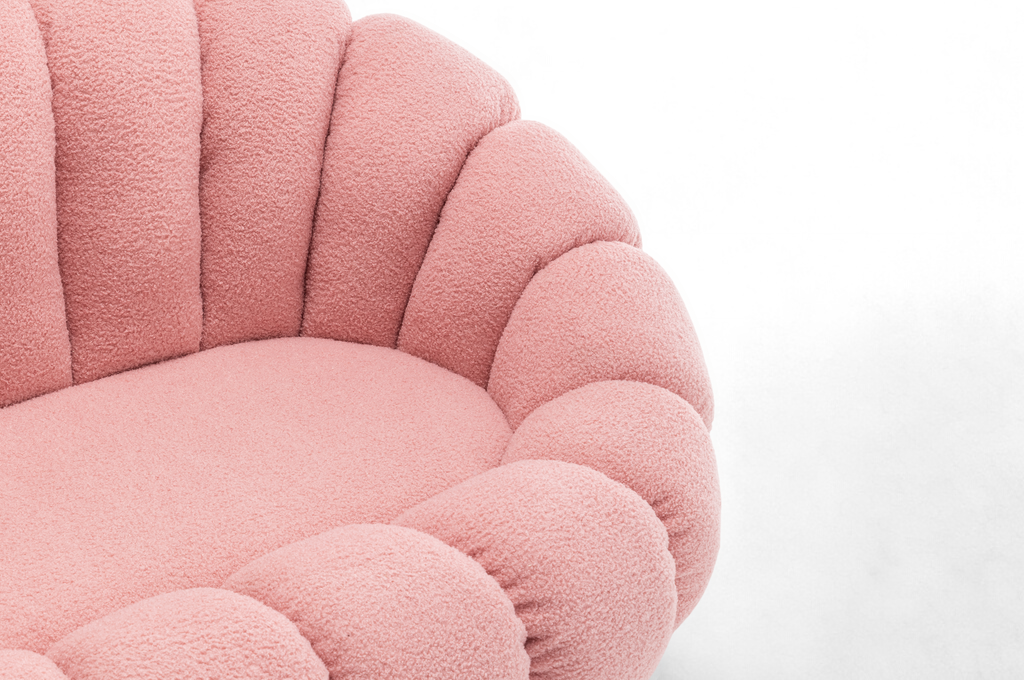 Teddy Boucle Fabric Pink Mirielle 2 Seat Accent Chair Closeup 2