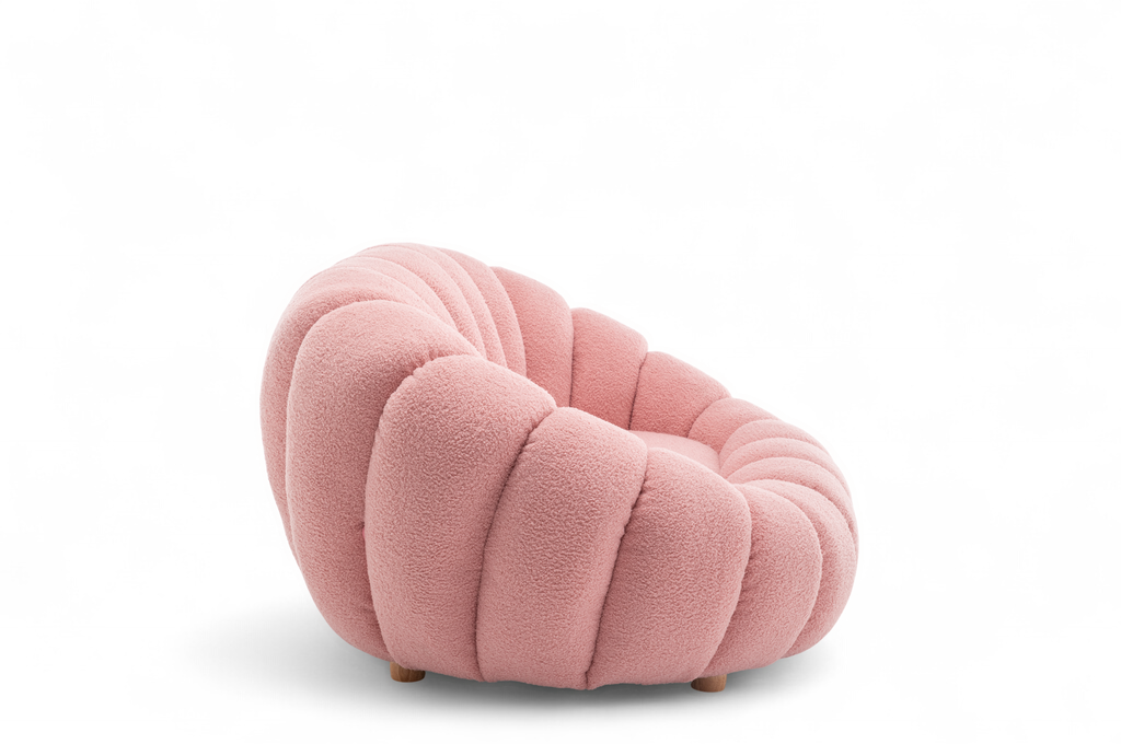 Teddy Boucle Fabric Pink Mirielle 2 Seat Accent Chair Side
