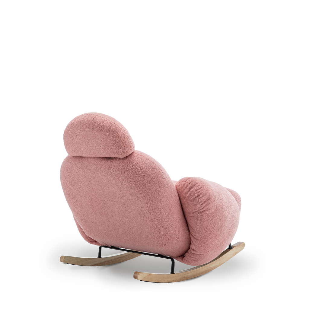 Teddy Boucle Fabric Pink Juliette Rocking Nursing Chair