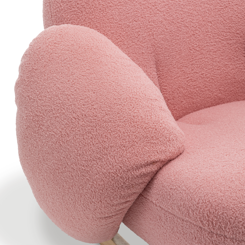 Teddy Boucle Fabric Pink Juliette Rocking Chair Closeup