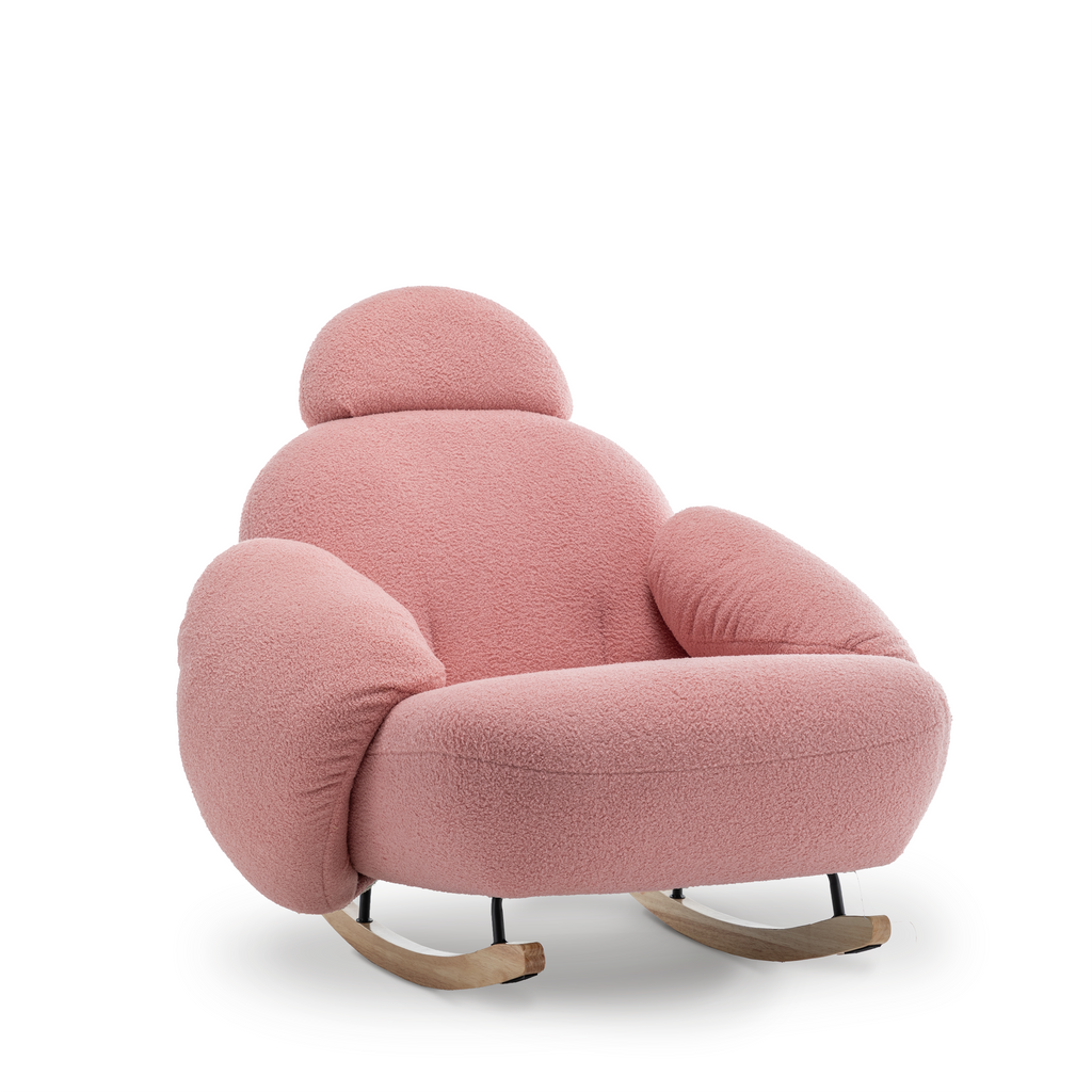 Teddy Boucle Fabric Pink Juliette Rocking Nursing Chair
