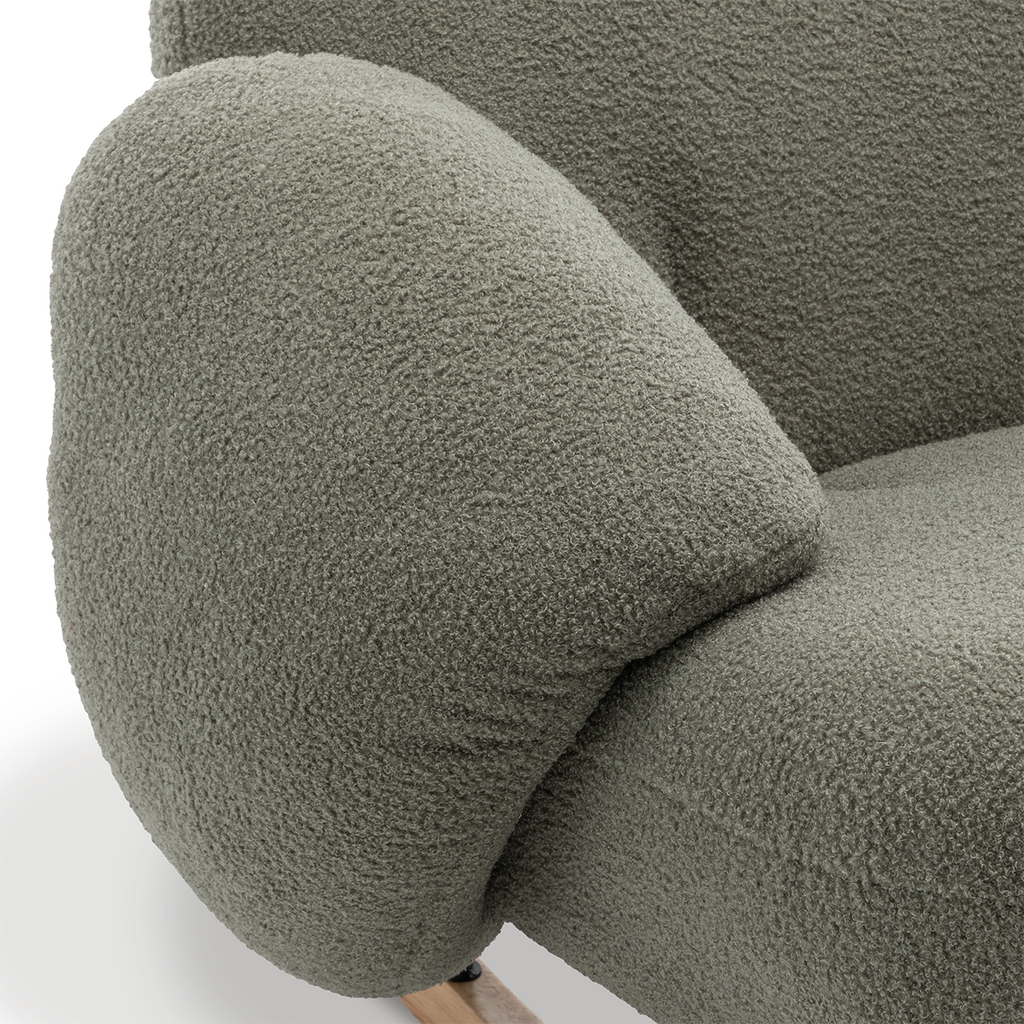 Teddy Boucle Fabric Sage Green Juliette Rocking Chair Closeup 2