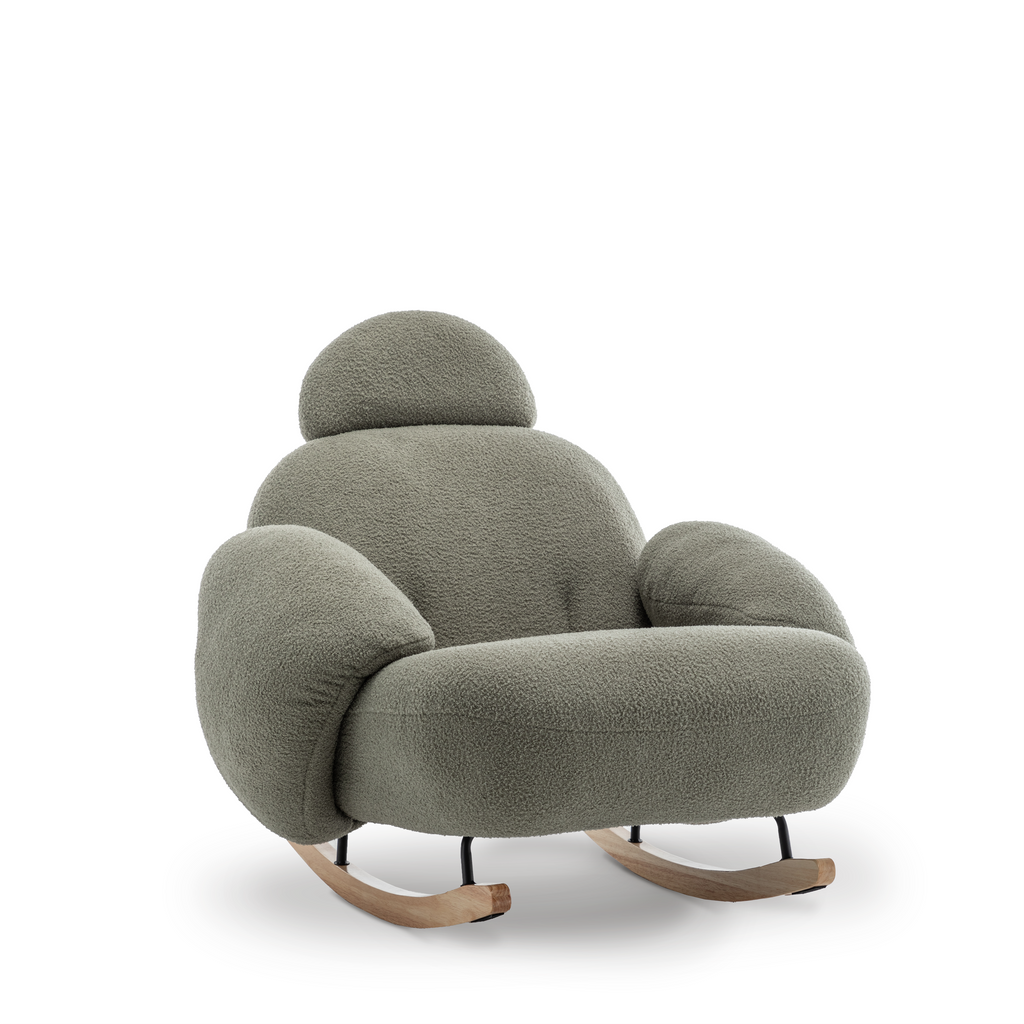 Teddy Boucle Fabric Sage Green Juliette Rocking Nursing Chair