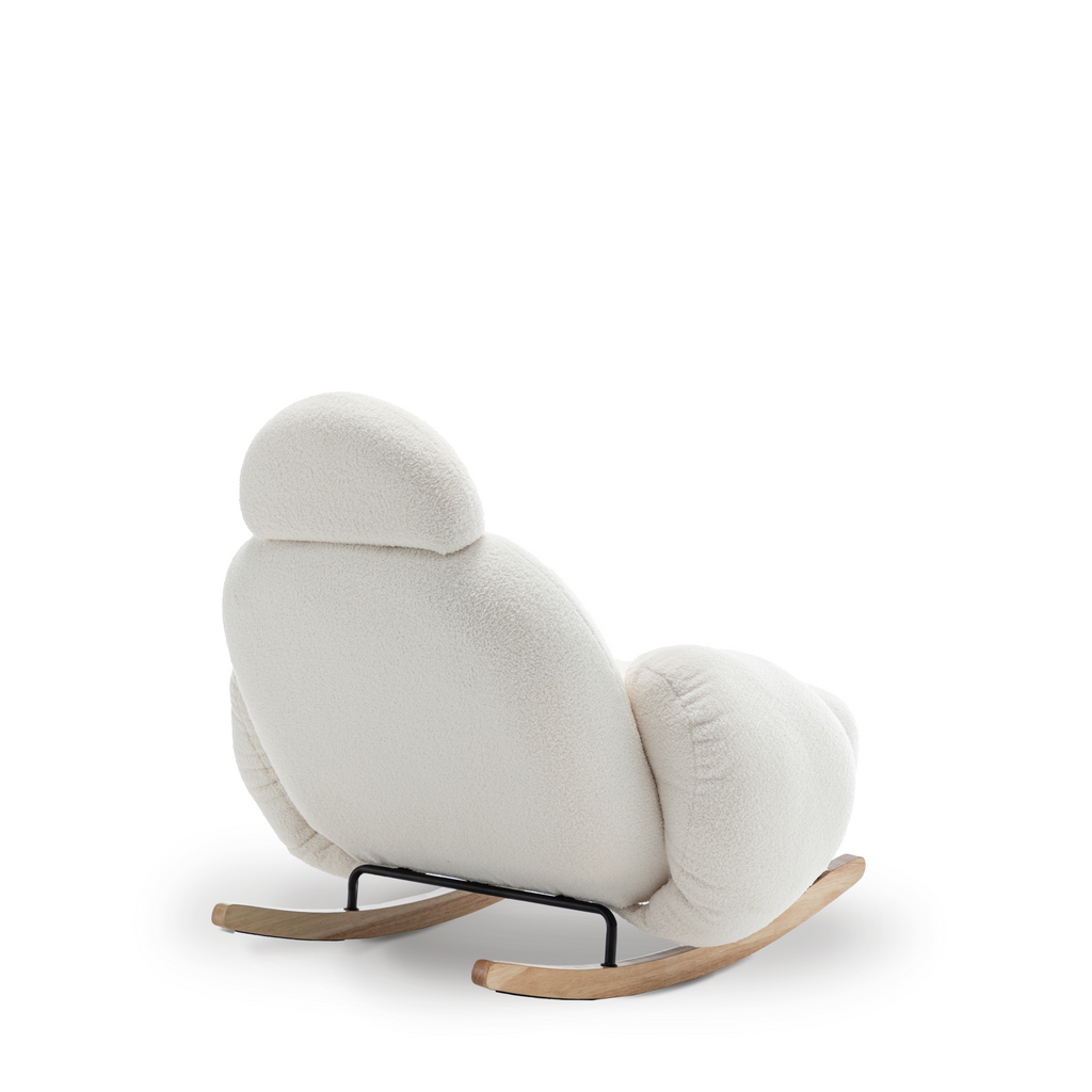 Teddy Boucle Fabric White Juliette Rocking Nursing Chair
