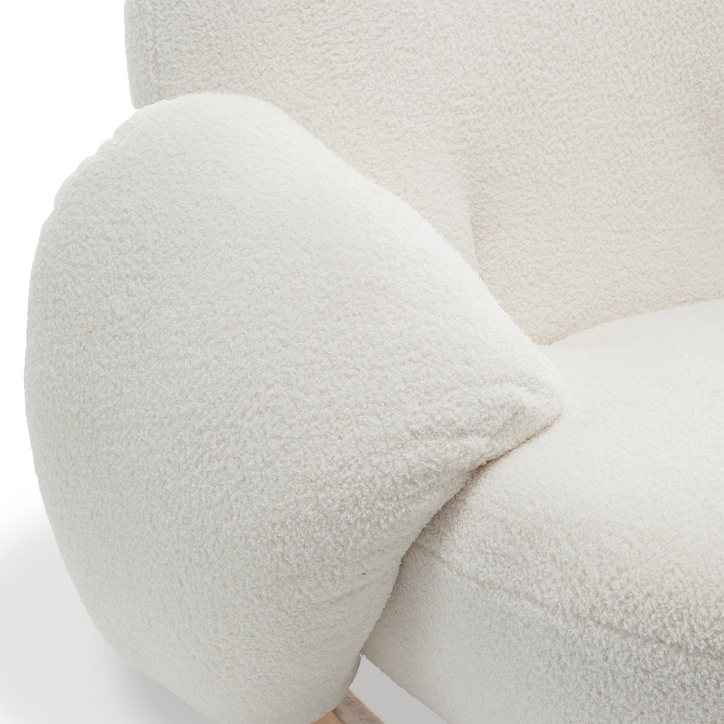 Teddy Boucle Fabric White Juliette Rocking Chair Closeup