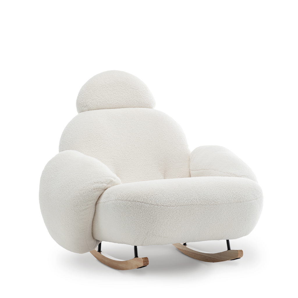 Teddy Boucle Fabric White Juliette Rocking Nursing Chair