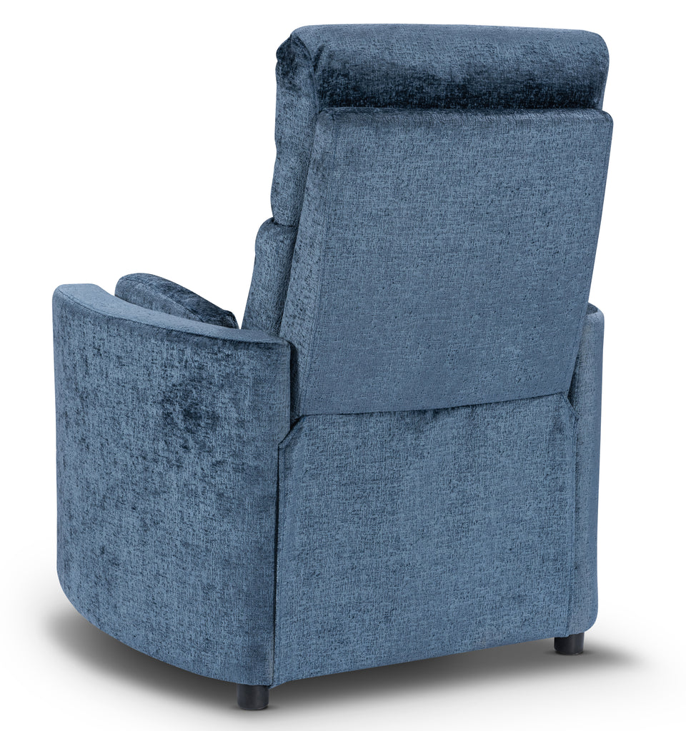 Textured Chenille Blue Margot Manual Recliner Chair Back Angle