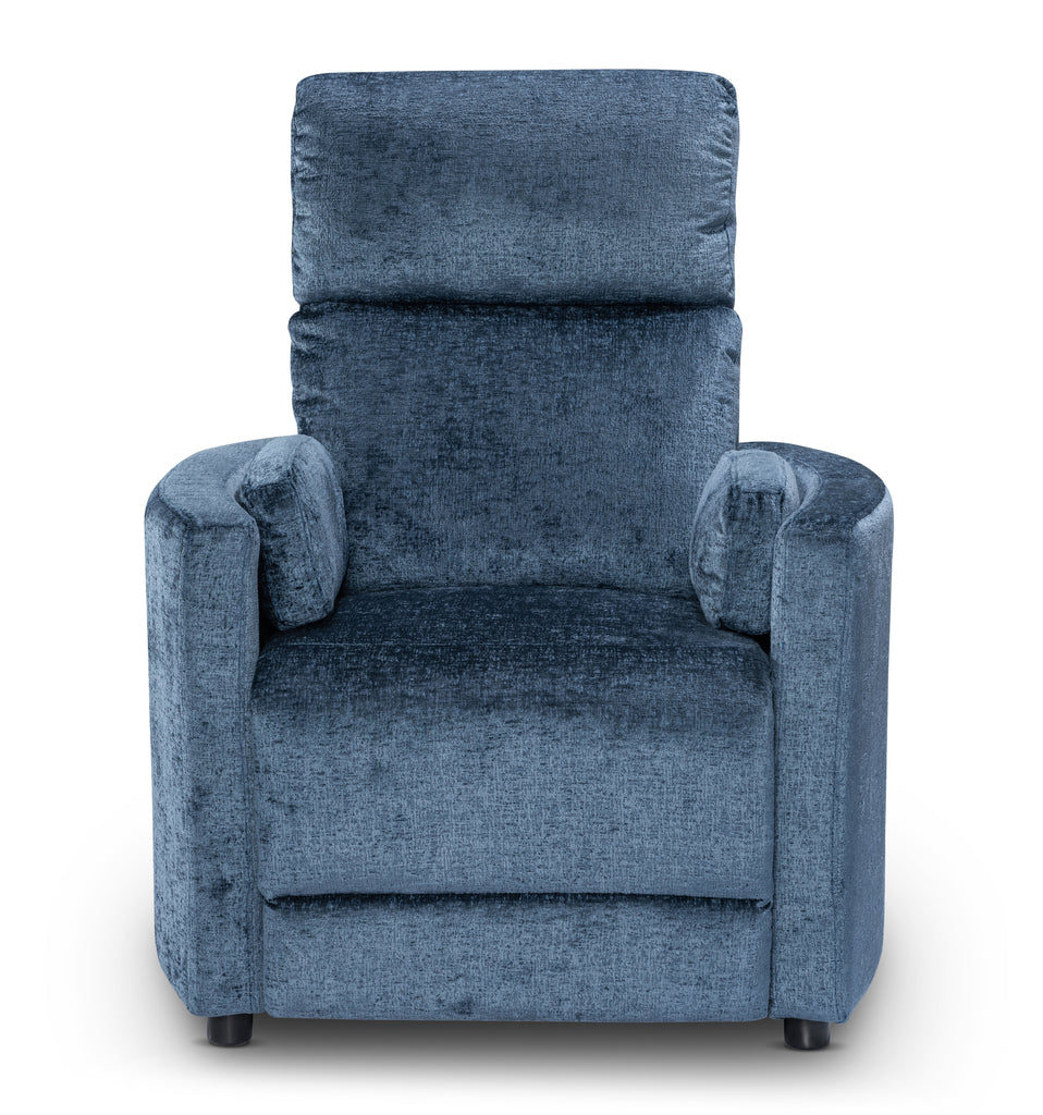 Textured Chenille Blue Margot Manual Recliner Chair Front