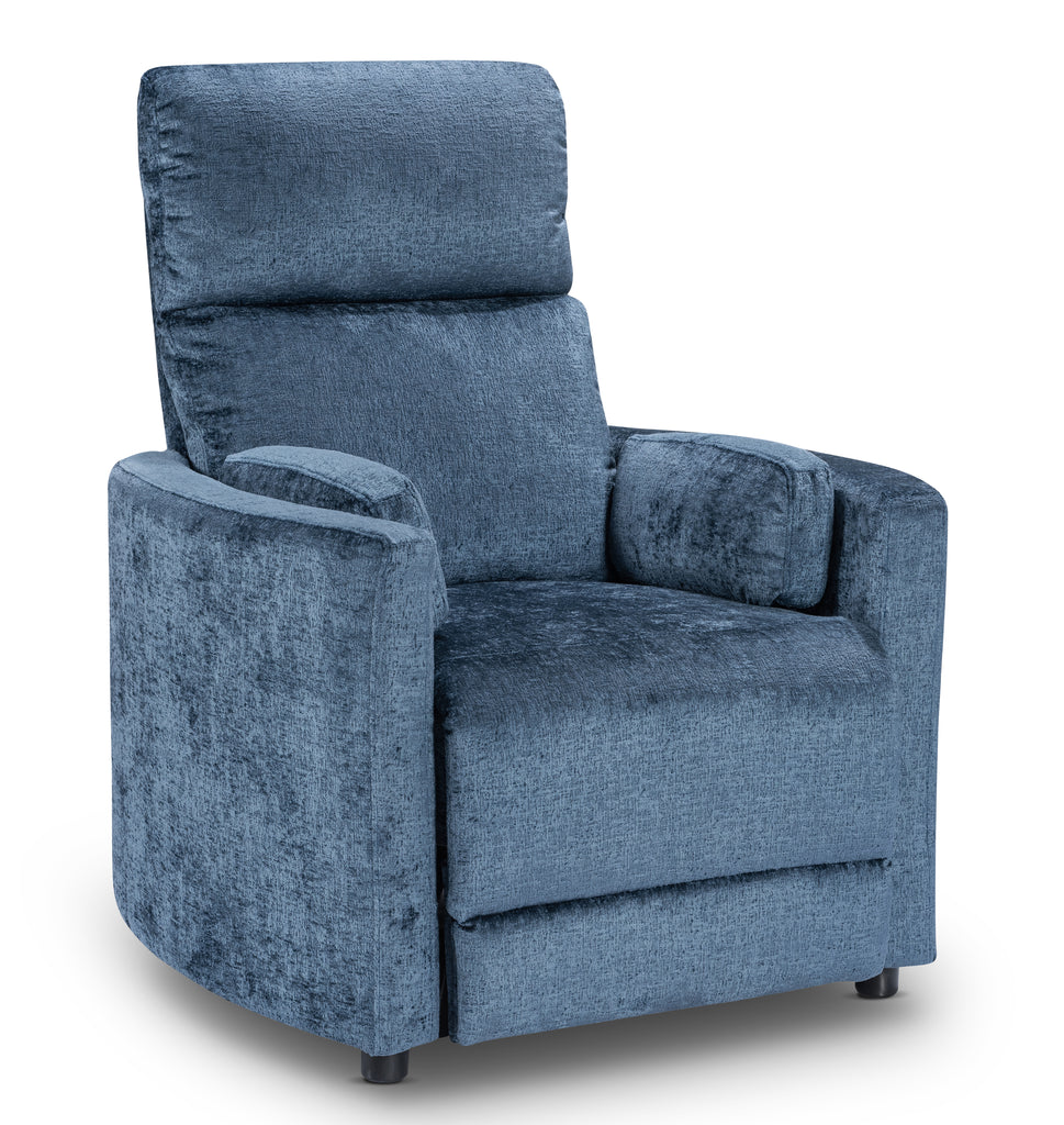 Textured Chenille Blue Margot Manual Recliner Chair Front Angle