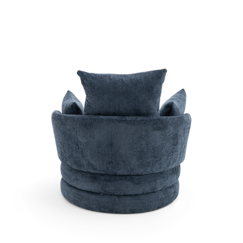 Textured Chenille Blue Teri Accent Swivel Chair Back