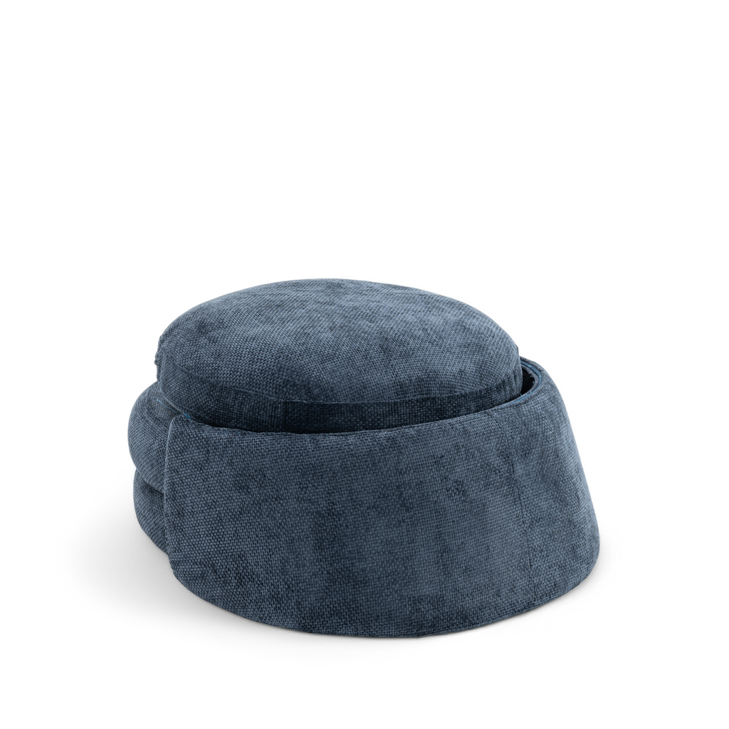 Textured Chenille Blue Teri Accent Swivel Chair Backrest Down