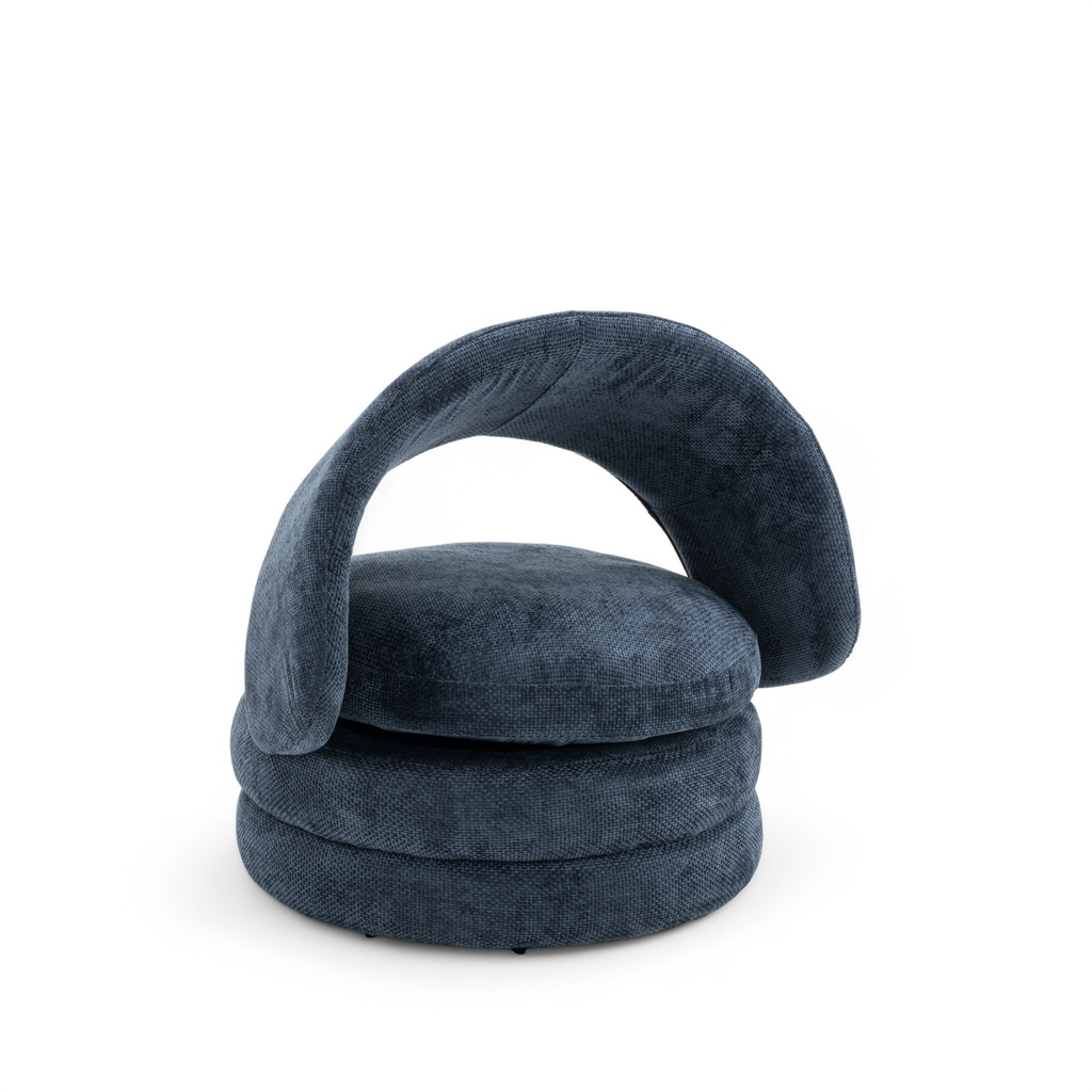 Textured Chenille Blue Teri Accent Swivel Chair Backrest Down