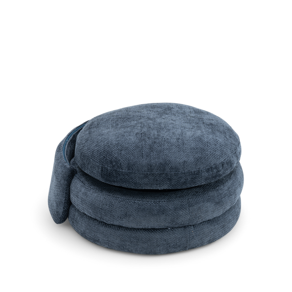 Textured Chenille Blue Teri Accent Swivel Chair Backrest Down
